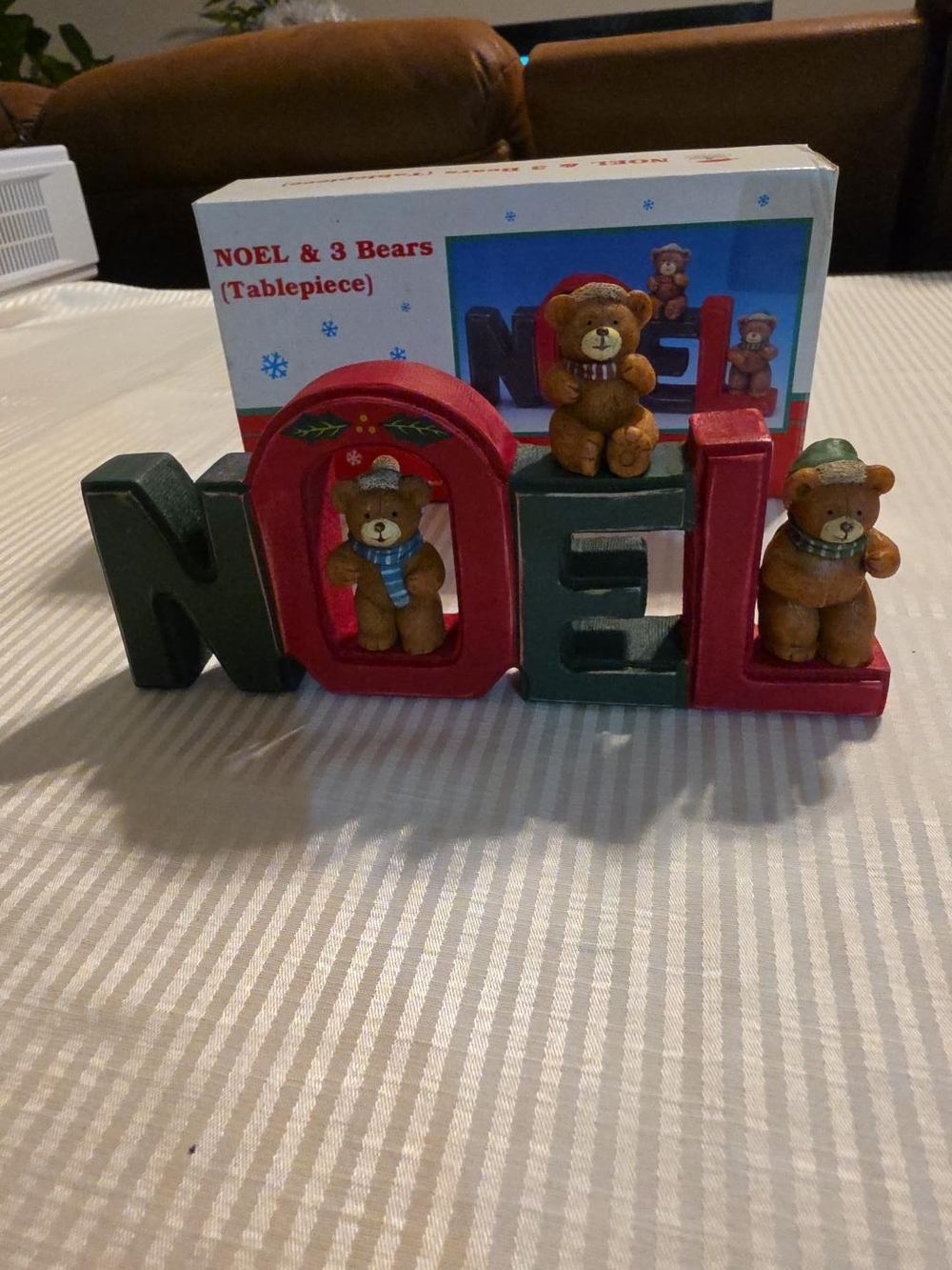 Kurt Adler Green and Red NOEL Bear Holiday Tabletop Accent